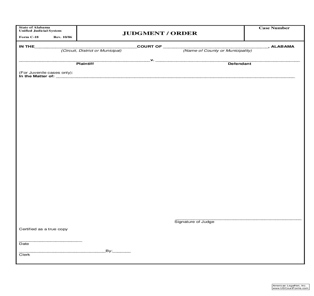 Judgement Or Order {C-18} | Pdf Fpdf Doc Docx | Alabama