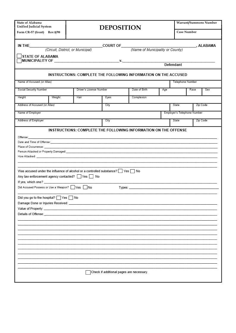 Deposition {CR-57} | Pdf Fpdf Doc Docx | Alabama