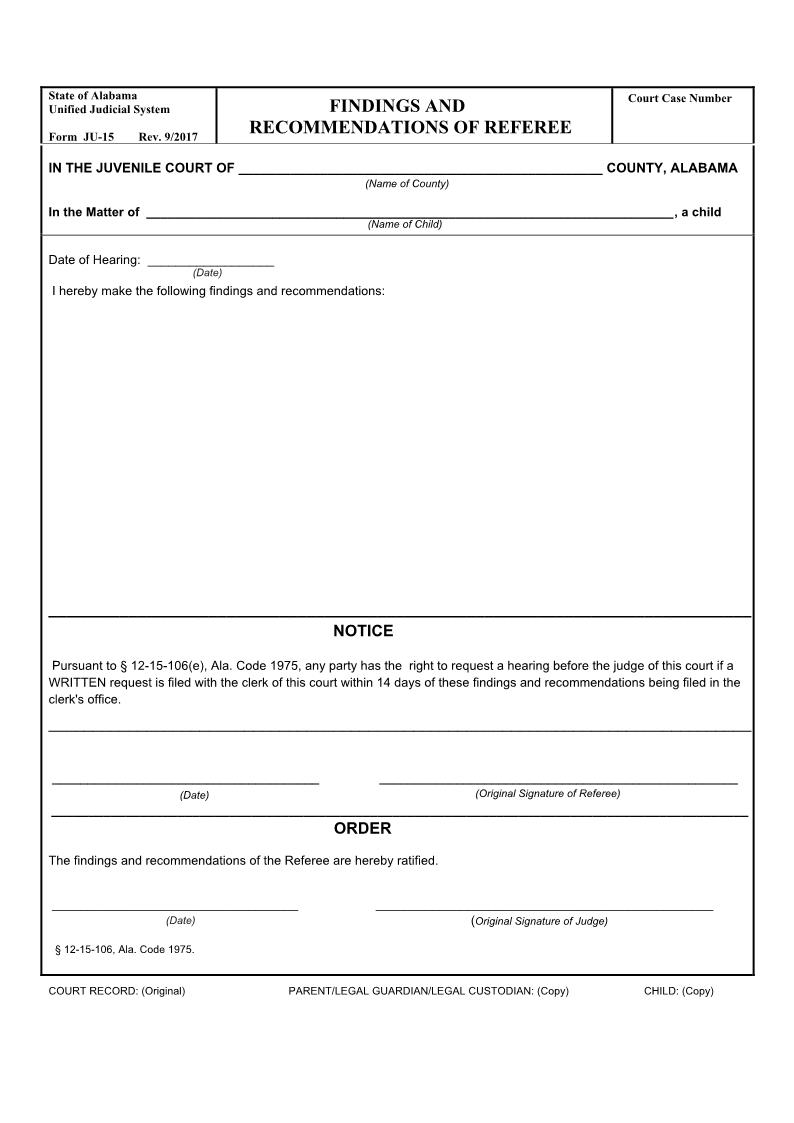 Findings And Recommendations Of Referee {JU-15} | Pdf Fpdf Doc Docx | Alabama