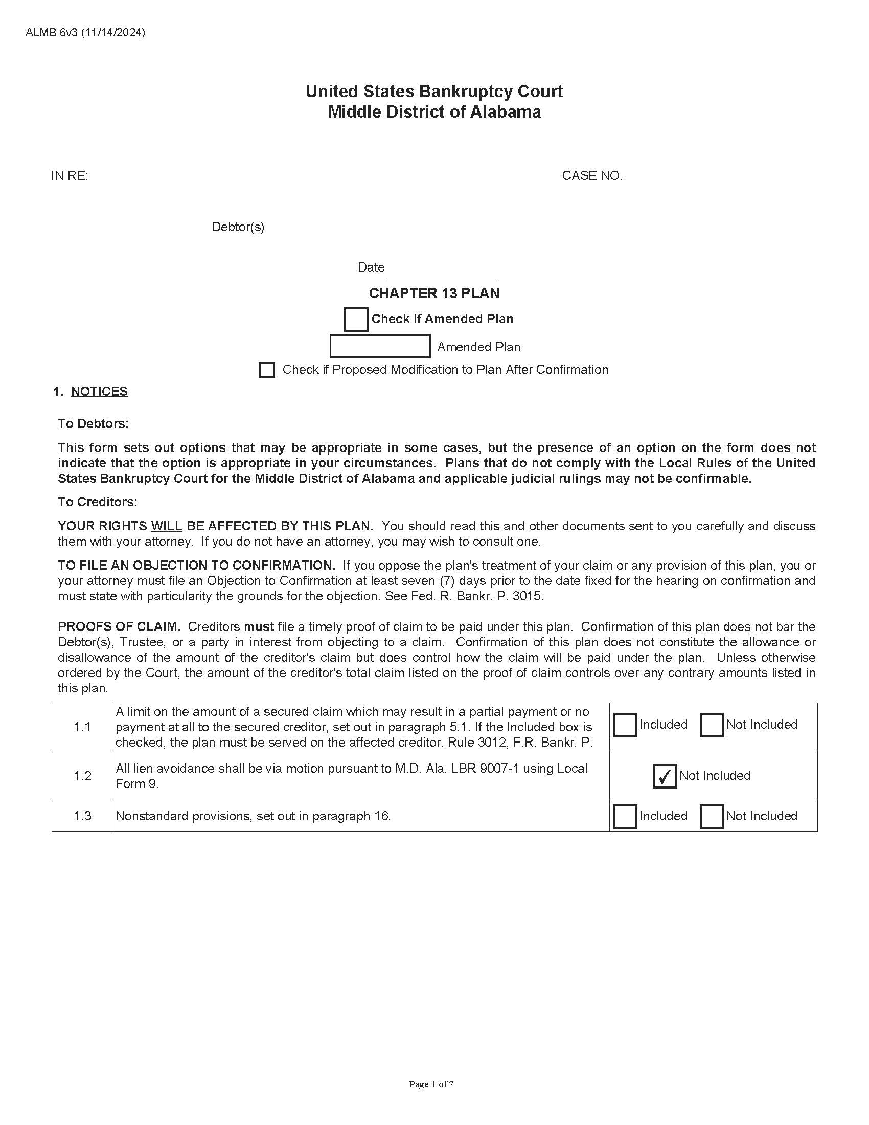 Chapter 13 Plan {6} | Pdf Fpdf Docx | Alabama