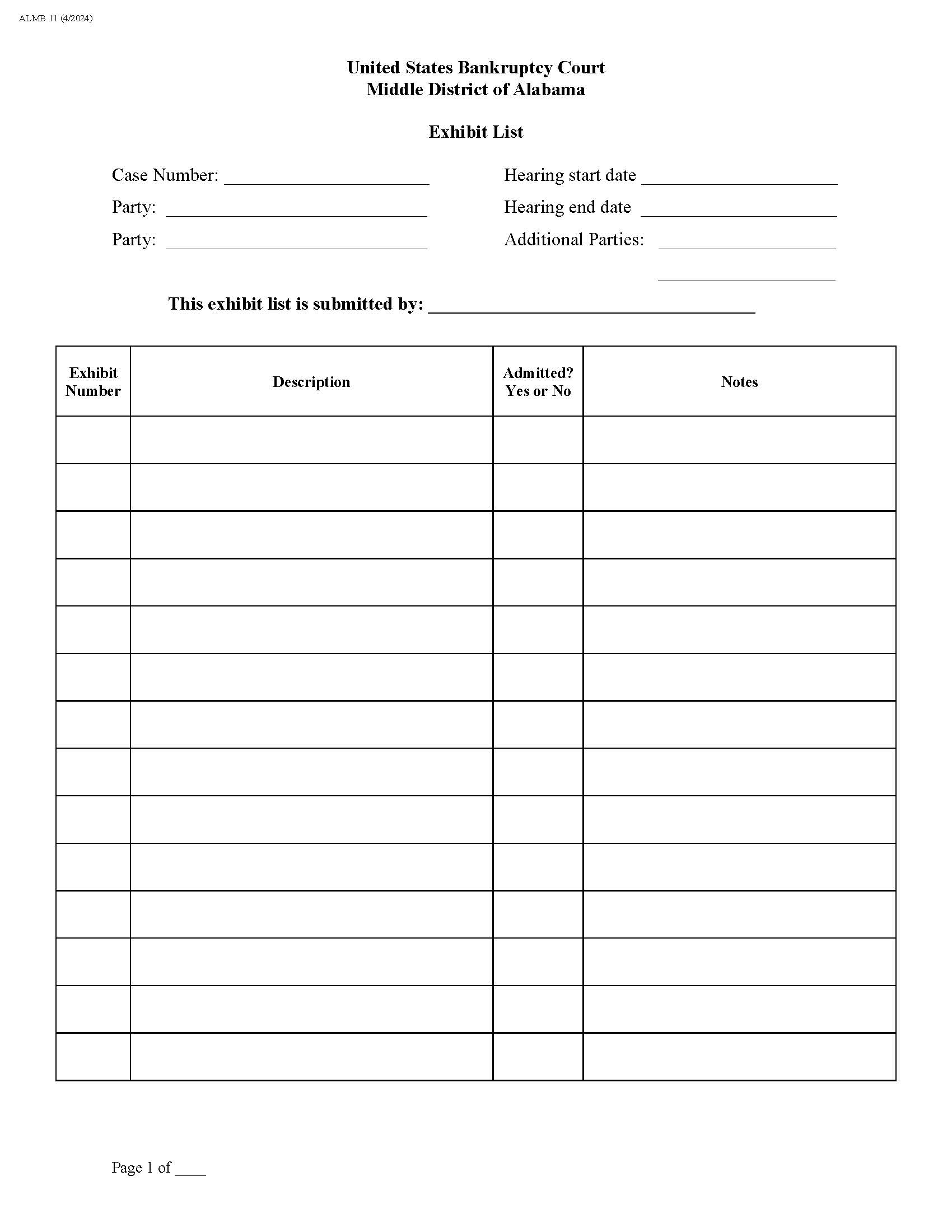 Exhibit List {11} | Pdf Fpdf Docx | Alabama