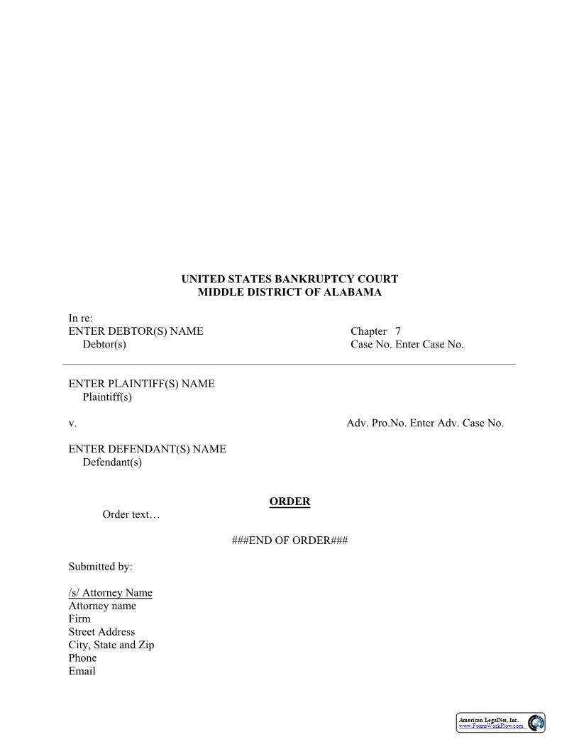 eOrder Order Template (Adversary) | Pdf Fpdf Docx | Alabama