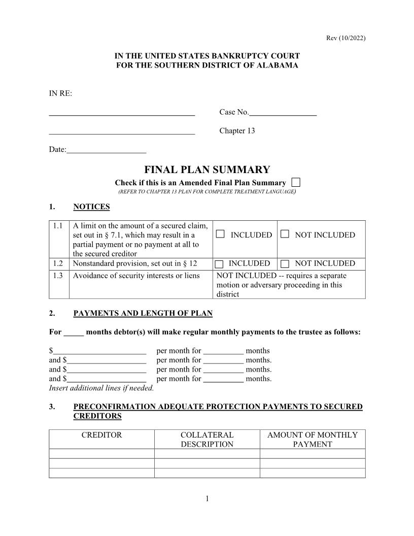 Final Plan Summary CH 13 | Pdf Fpdf Docx | Alabama