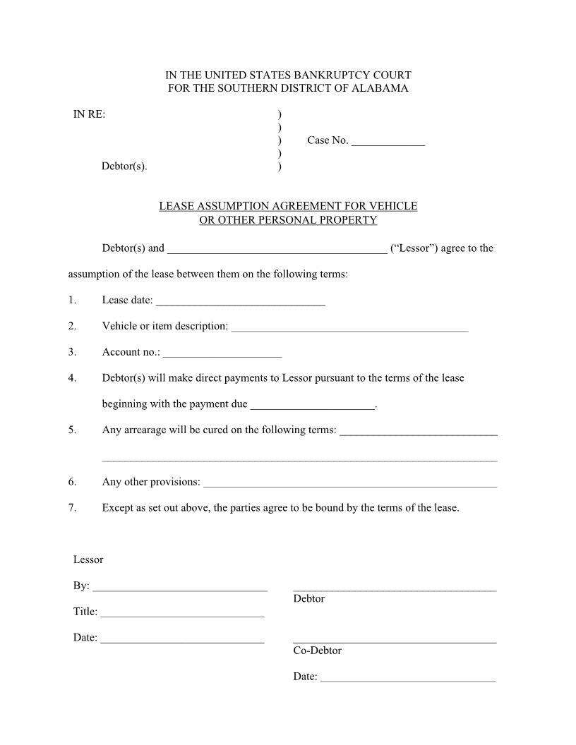Lease Assumption Agreement | Pdf Fpdf Docx | Alabama