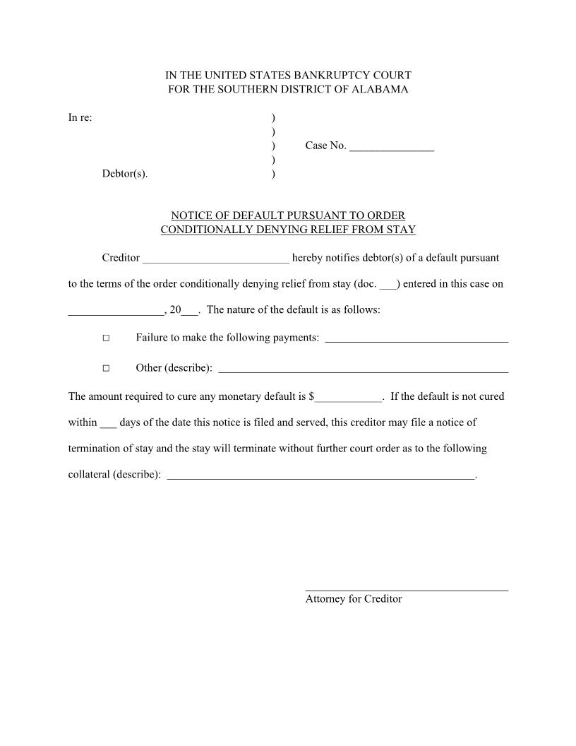 Notice Of Default | Pdf Fpdf Docx | Alabama