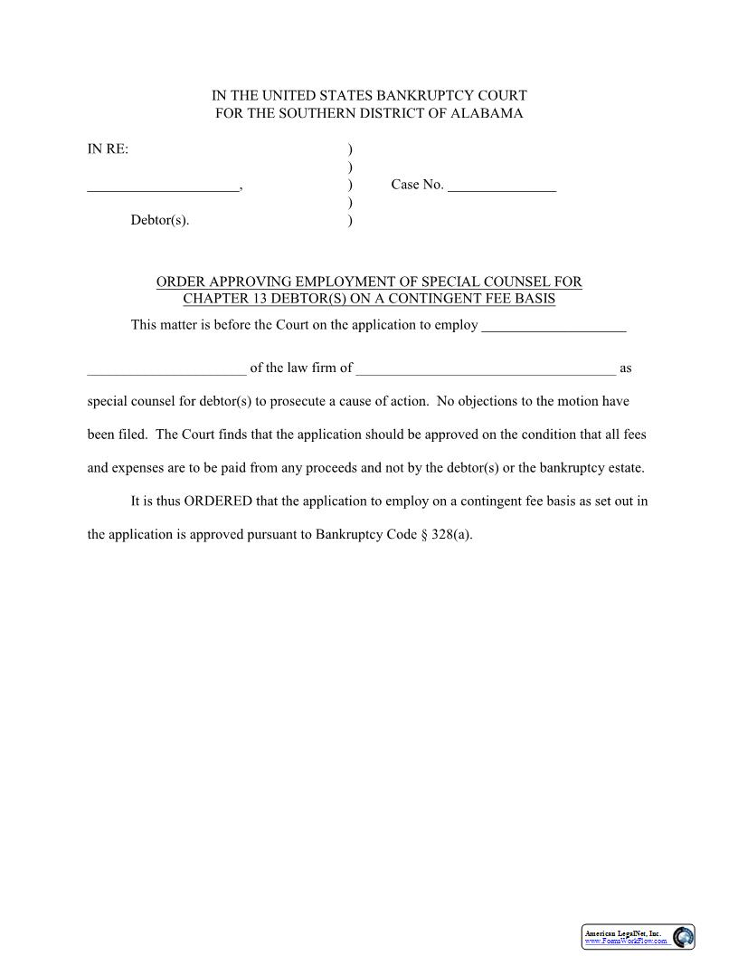 Order Approving Employment Of Special Counsel Ch 13 | Pdf Fpdf Docx | Alabama