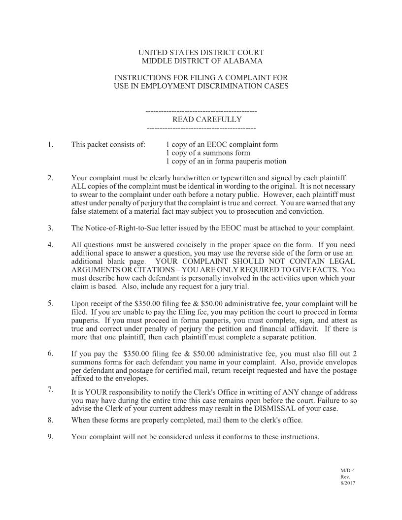 EEOC Complaint |  | Alabama