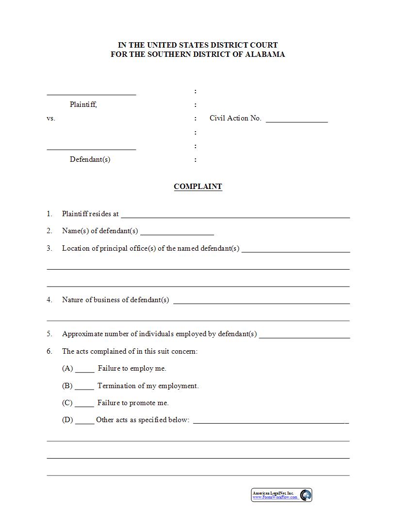 EEOC Complaint |  | Alabama