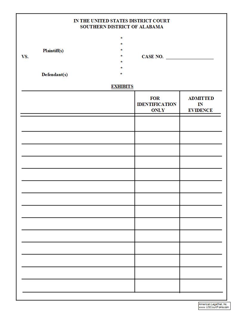 Exhibits (List) | Pdf Fpdf Docx | Alabama