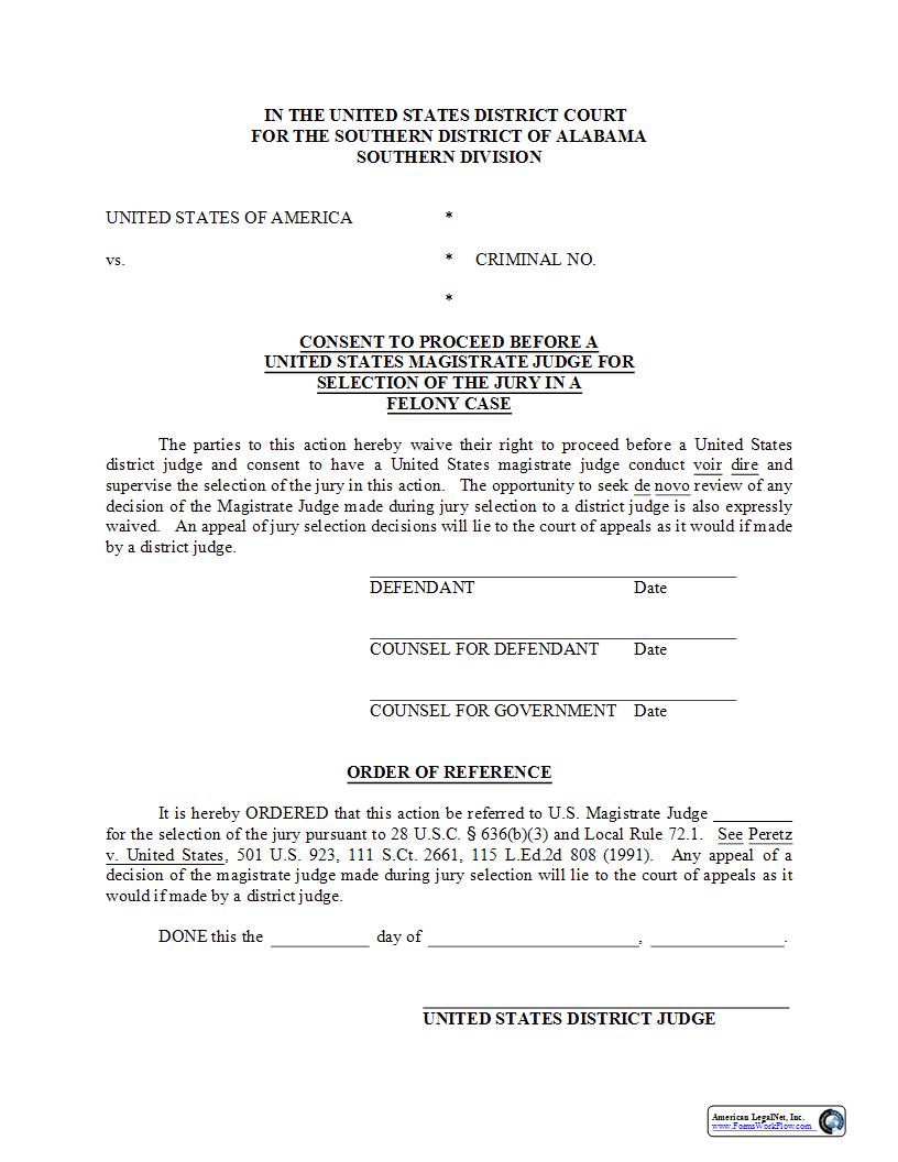 Jury Selection Consent | Pdf Fpdf Docx | Alabama