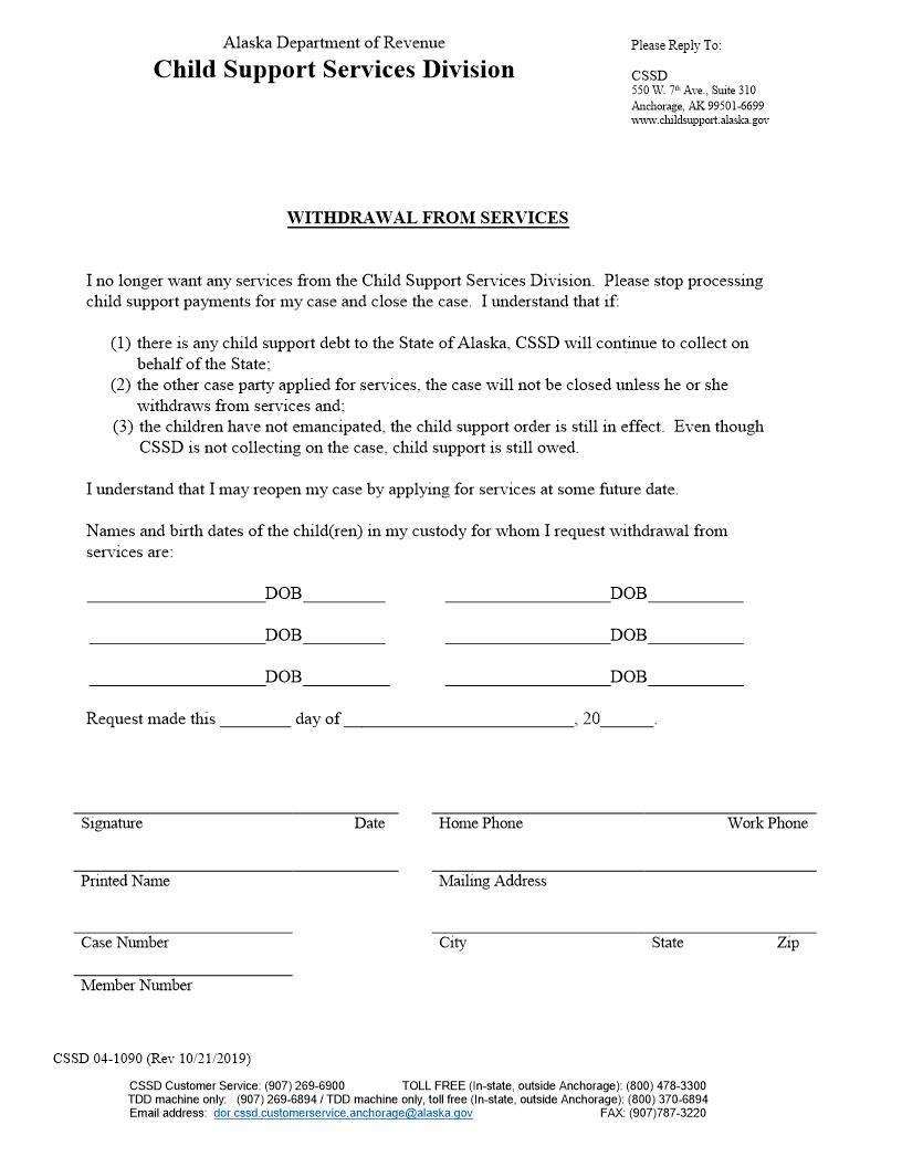 Withdrawal From Services {04-1090} | Pdf Fpdf Doc Docx | Alaska