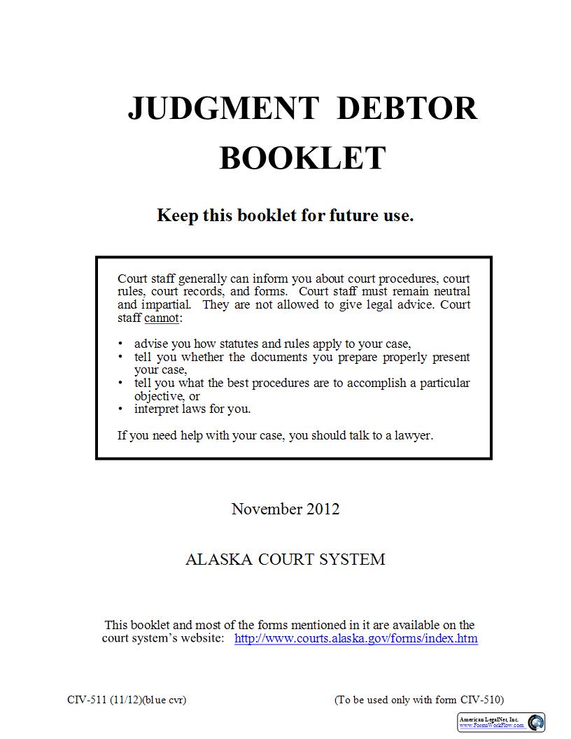 Judgment Debtor Booklet {CIV-511} | Pdf Fpdf Docx | Alaska