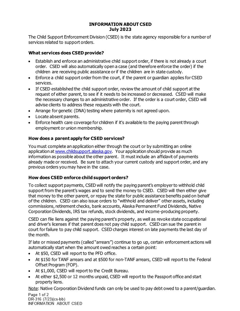 Information About CSSD {DR-316} | Pdf Fpdf Doc Docx | Alaska
