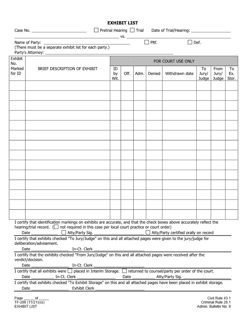 Exhibit List {TF-200} | Pdf Fpdf Doc Docx | Alaska