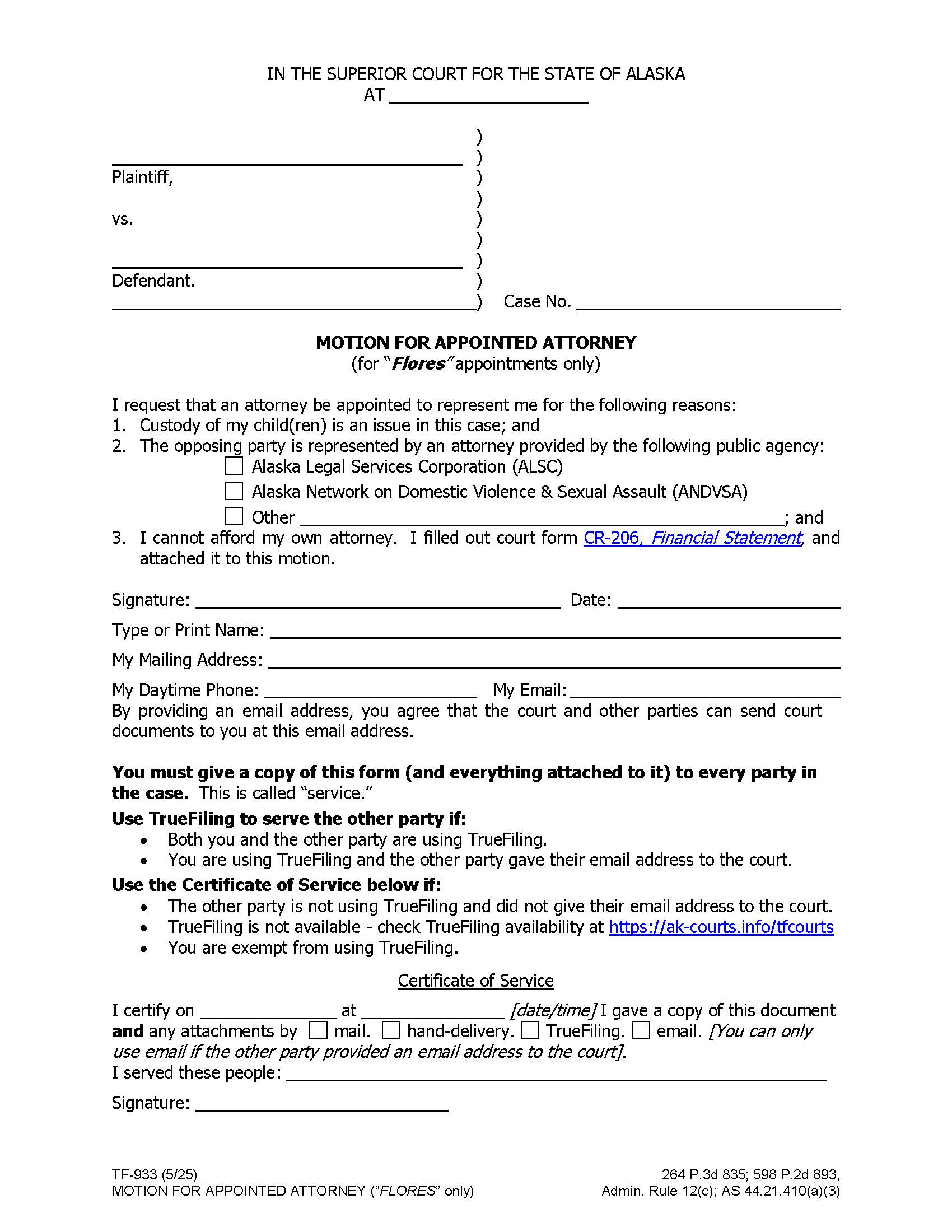 Motion For Appointed Attorney {TF-933} | Pdf Fpdf Doc Docx | Alaska