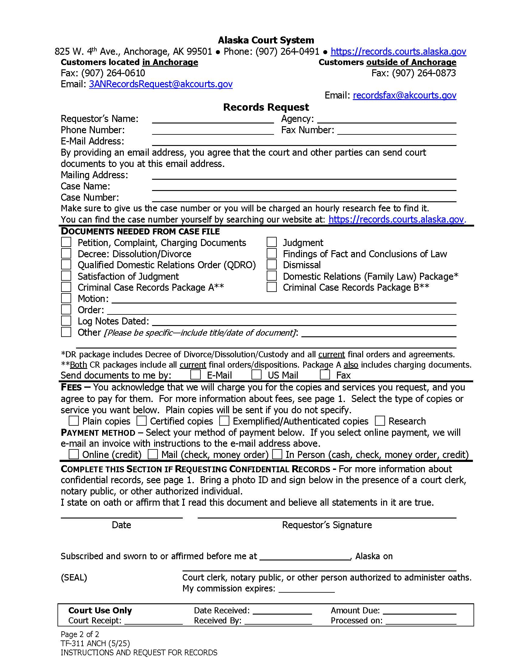 Records Request {TF-311 ANCH} | Pdf Fpdf Docx | Alaska