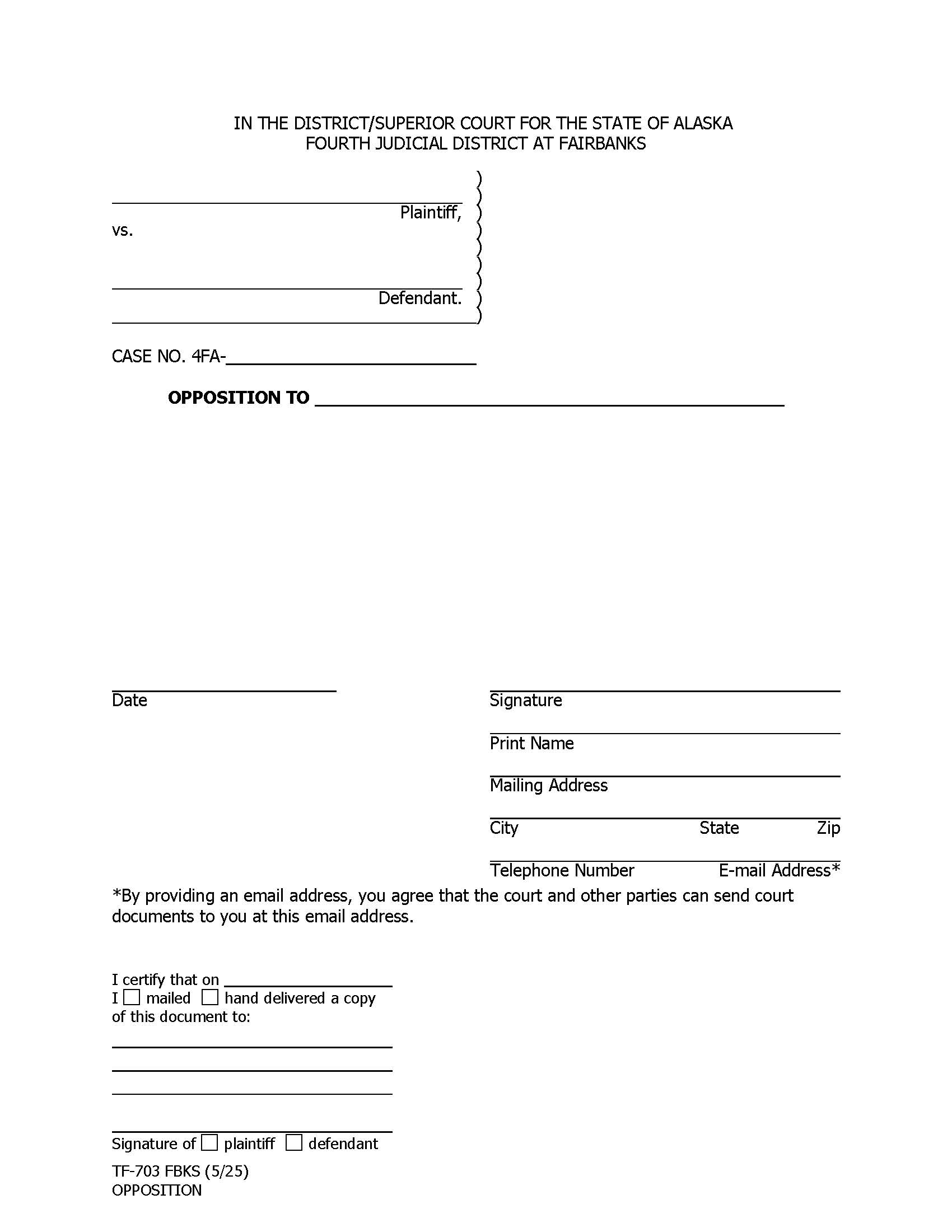 Opposition {TF-703 FBKS} | Pdf Fpdf Docx | Alaska