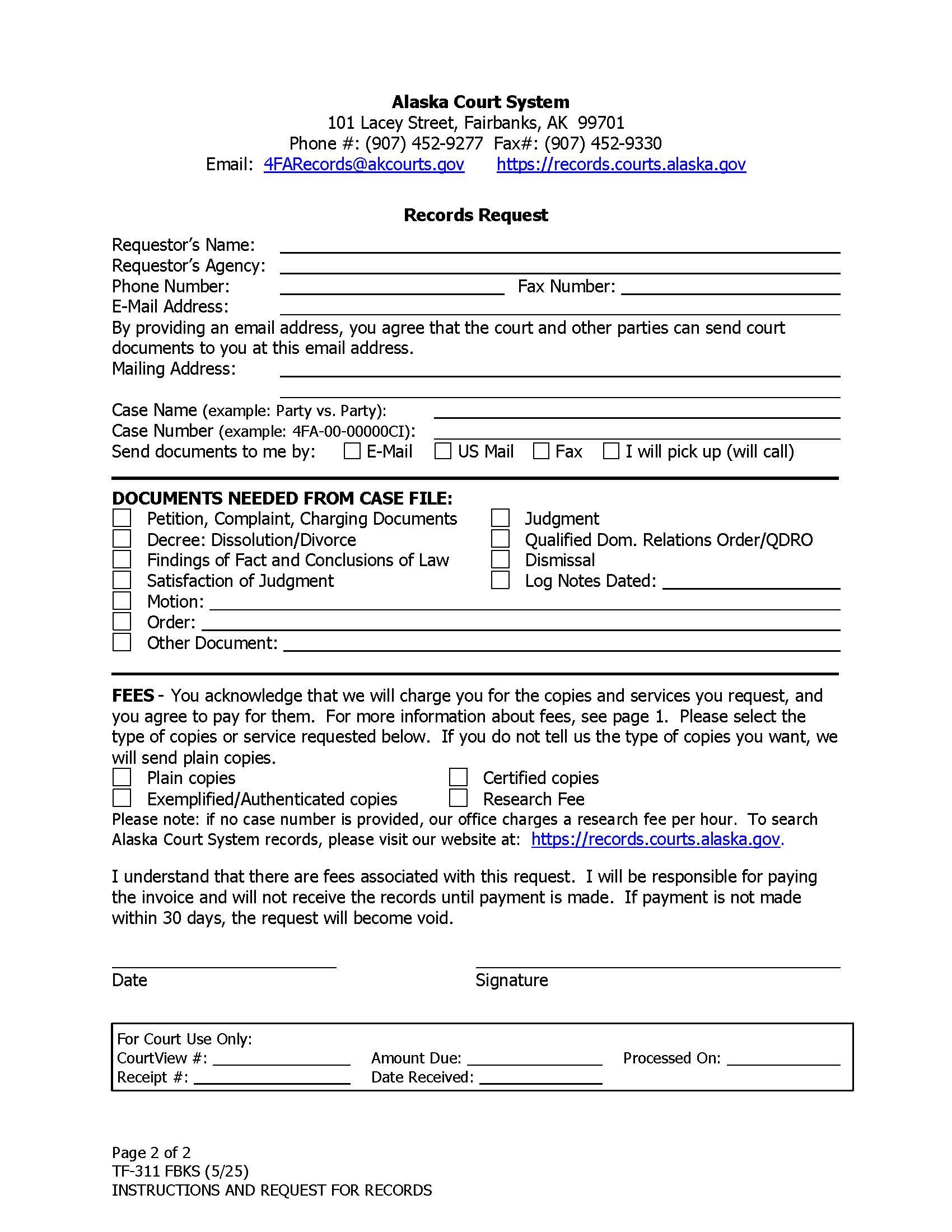 Records Request {TF-311 FBKS} | Pdf Fpdf Docx | Alaska