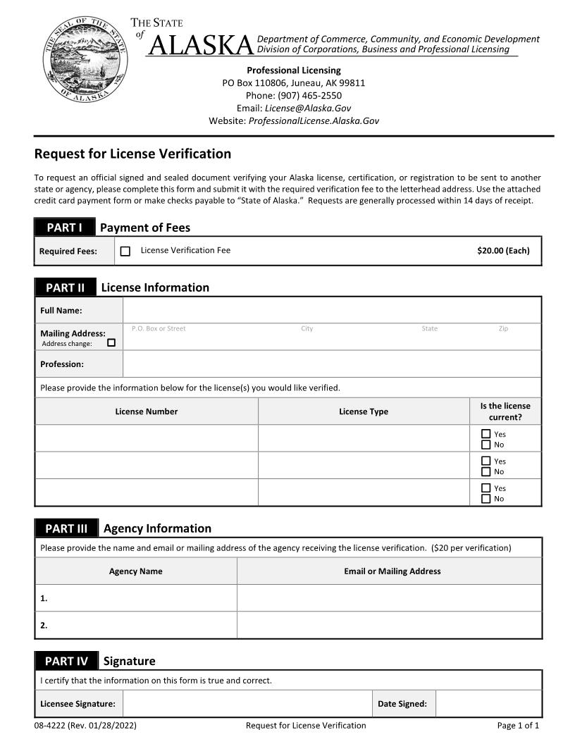Request A License Verification | Pdf Fpdf Docx | Alaska