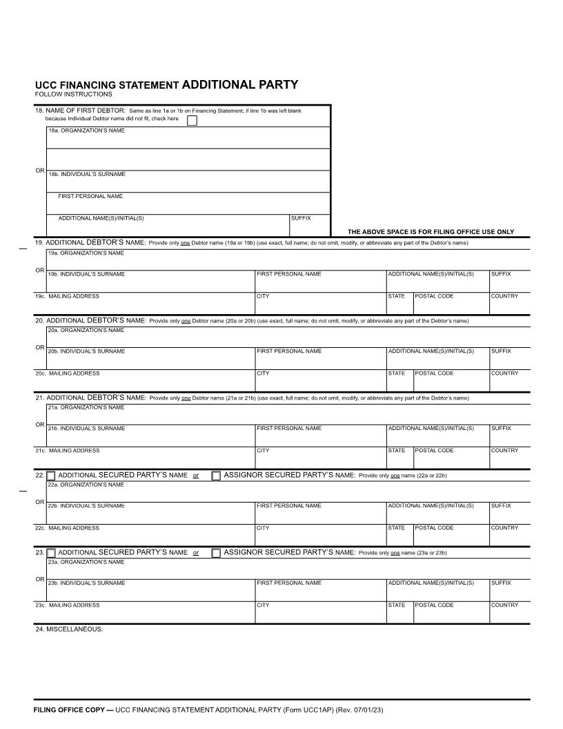 UCC1AP Financing Statement Additional Party (National) {UCC1AP} | Pdf Fpdf Doc Docx | Alaska