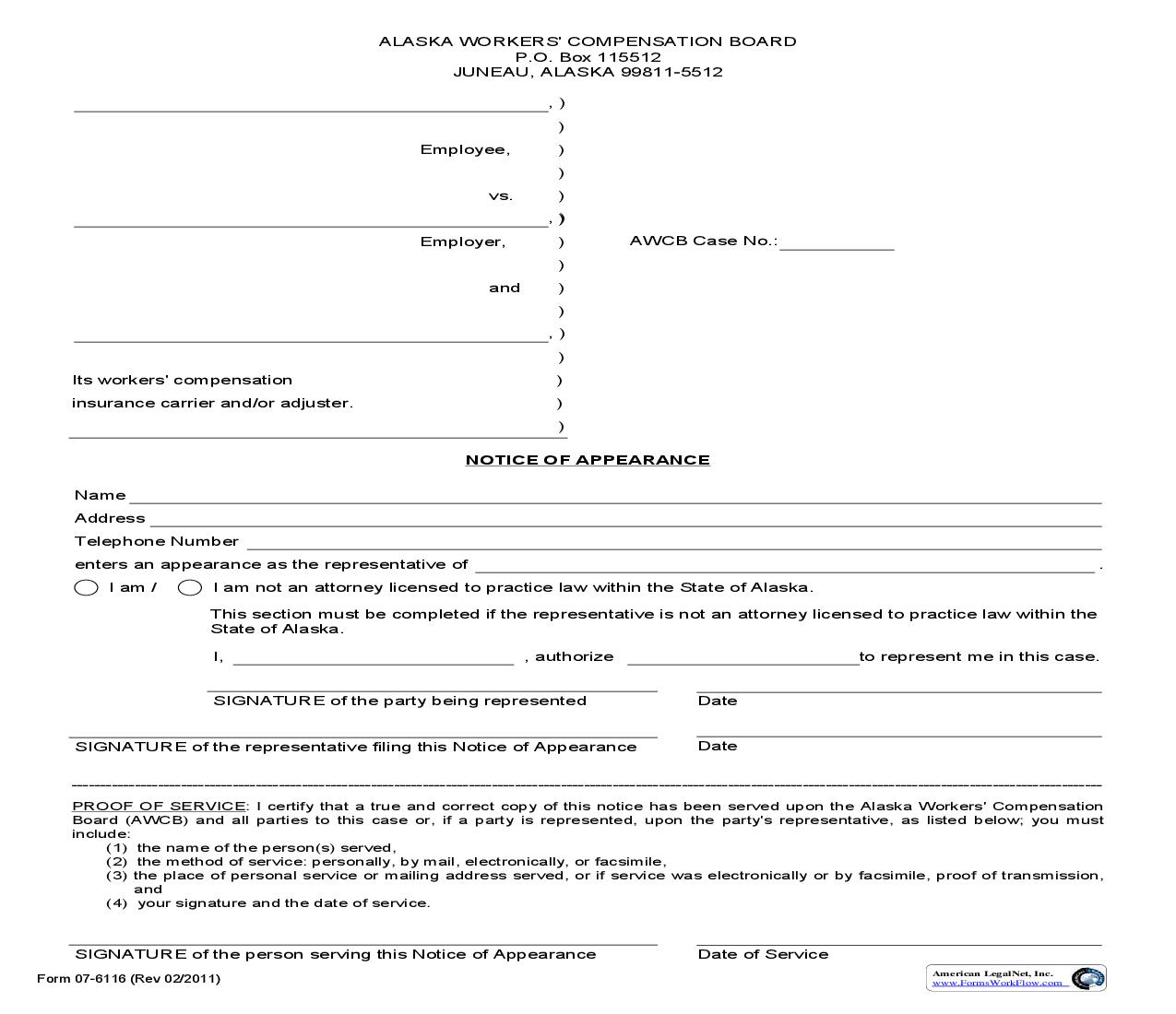 Notice Of Appearance {07-6116} | Pdf Fpdf Doc Docx | Alaska