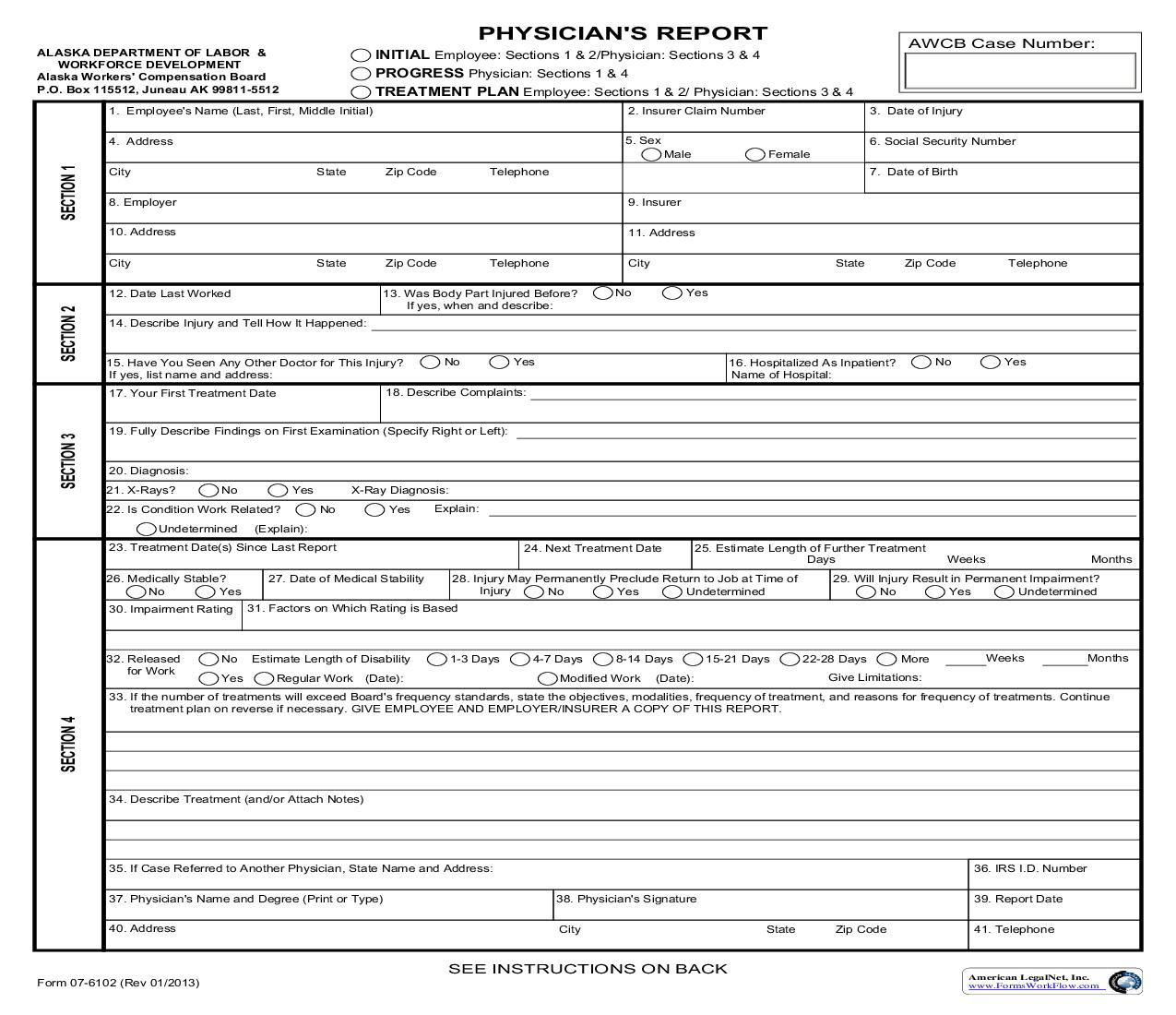 Physicians Report {07-6102} | Pdf Fpdf Doc Docx | Alaska
