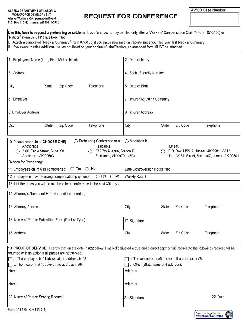 Request For Conference {07-6135} | Pdf Fpdf Docx | Alaska
