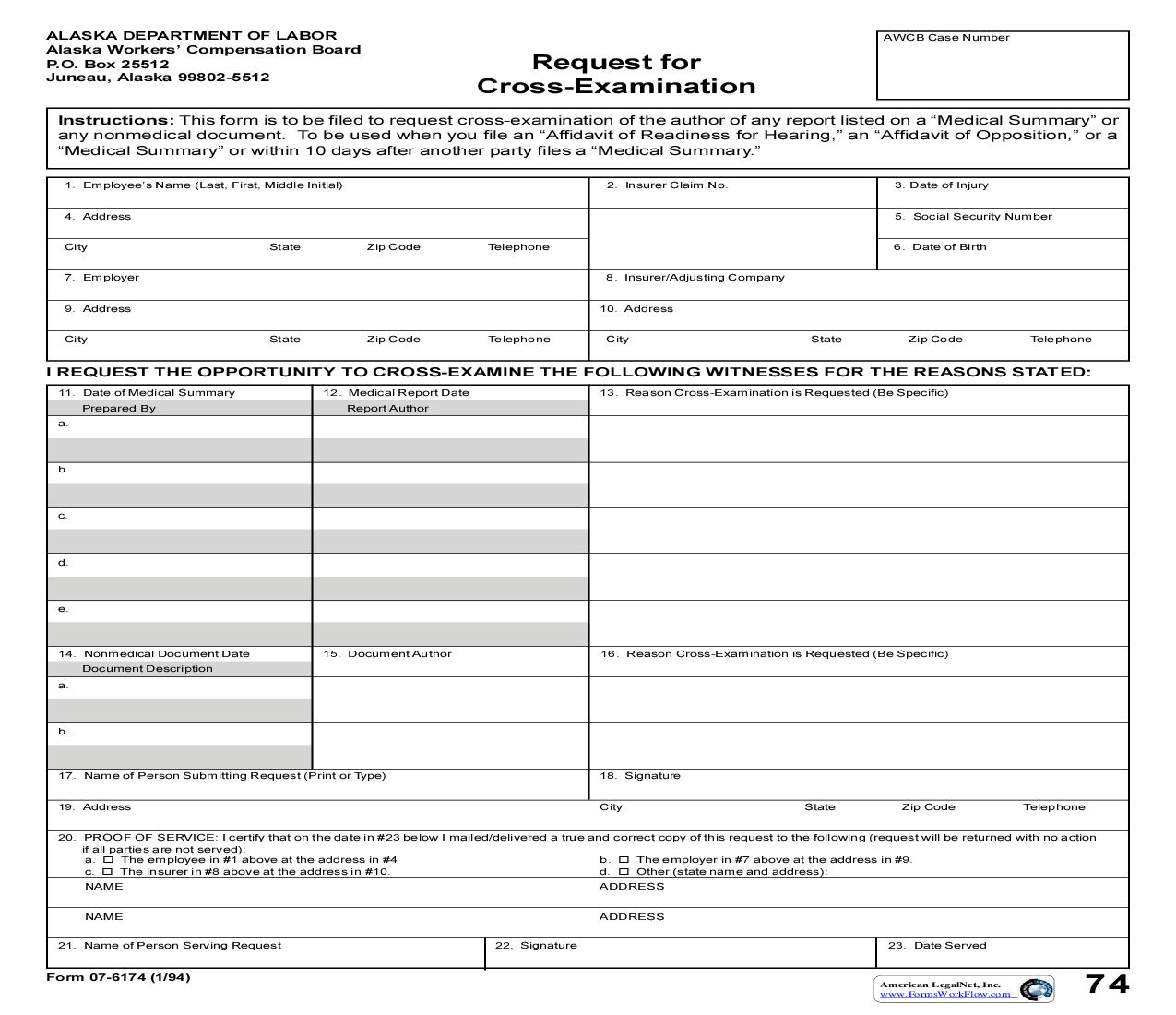 Request For Cross Examination {07-6174} | Pdf Fpdf Doc Docx | Alaska