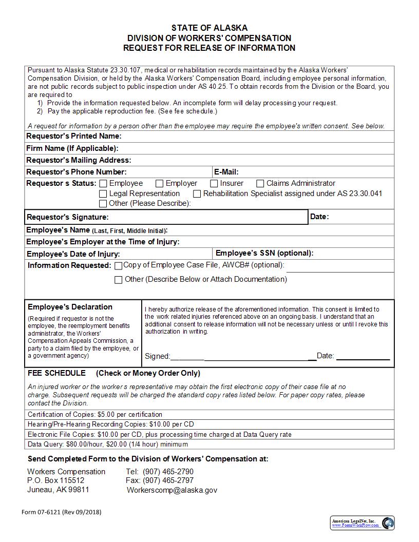 Request For Release Of Information {07-6121} | Pdf Fpdf Docx | Alaska