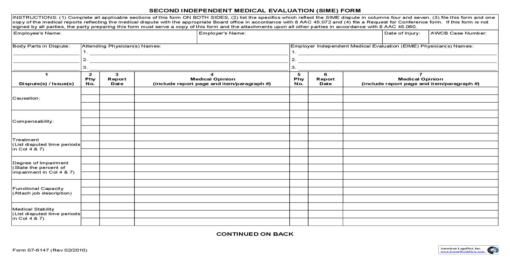 Second Independent Medical Evaluation (SIME) | Pdf Fpdf Doc Docx | Alaska
