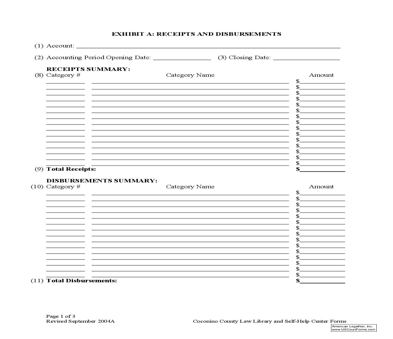 Exhibit A-Receipts And Disbursements | Pdf Fpdf Doc Docx | Arizona
