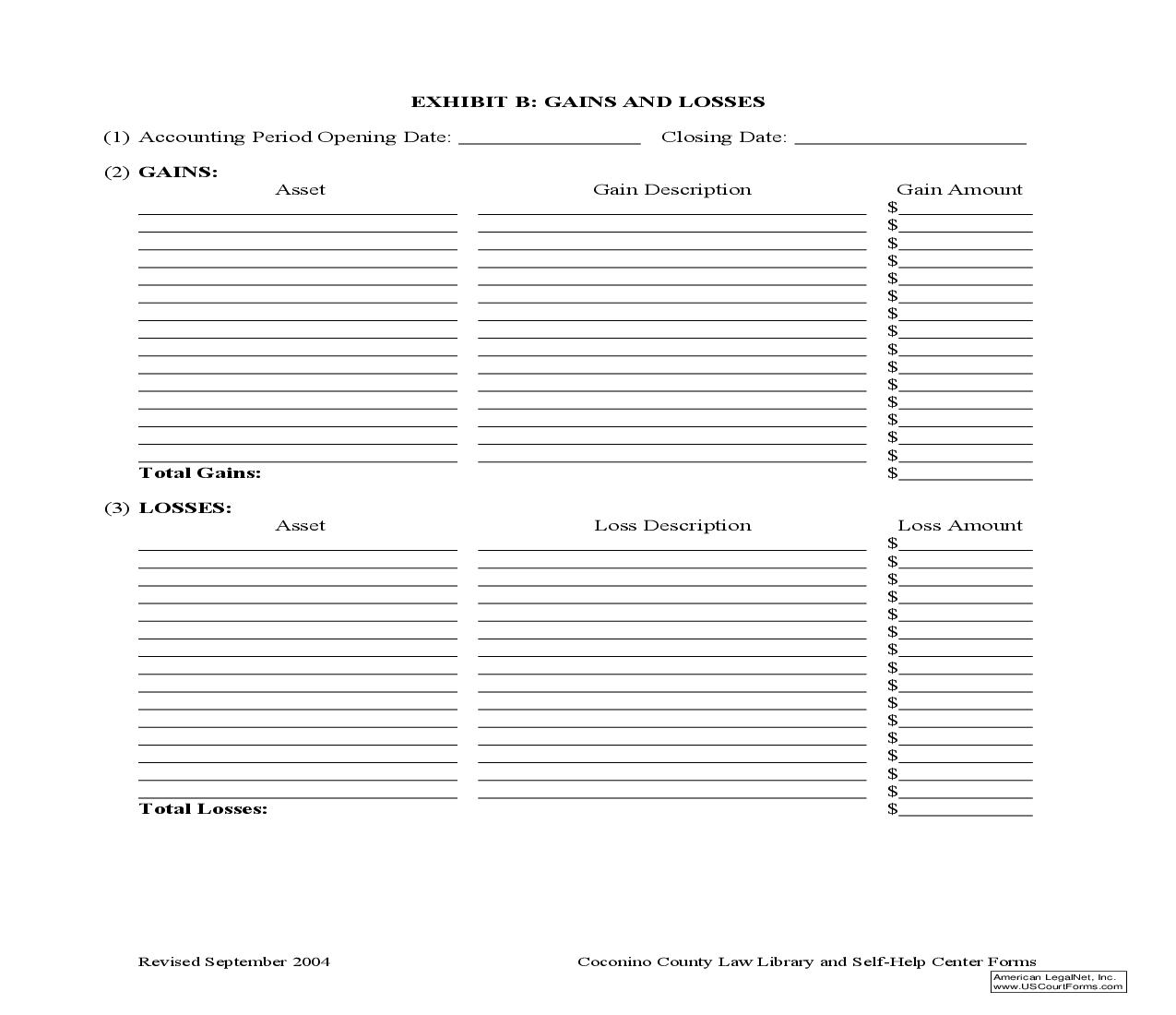 Exhibit B-Gains And Losses | Pdf Fpdf Doc Docx | Arizona