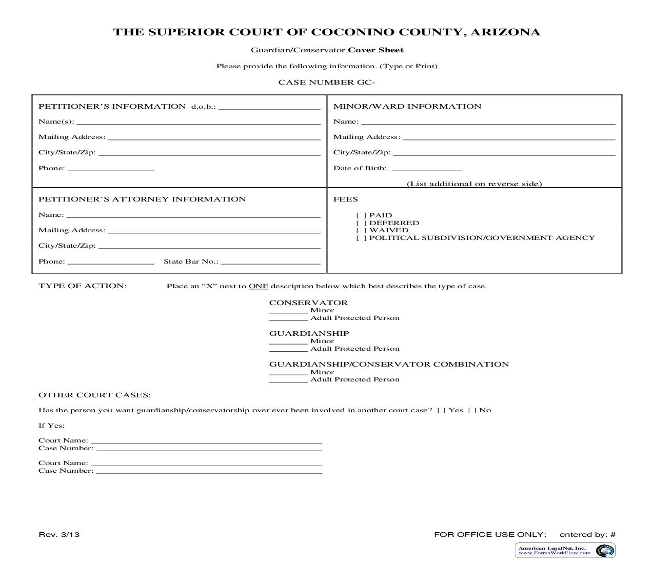 Guardian-Conservator Cover Sheet | Pdf Fpdf Doc Docx | Arizona