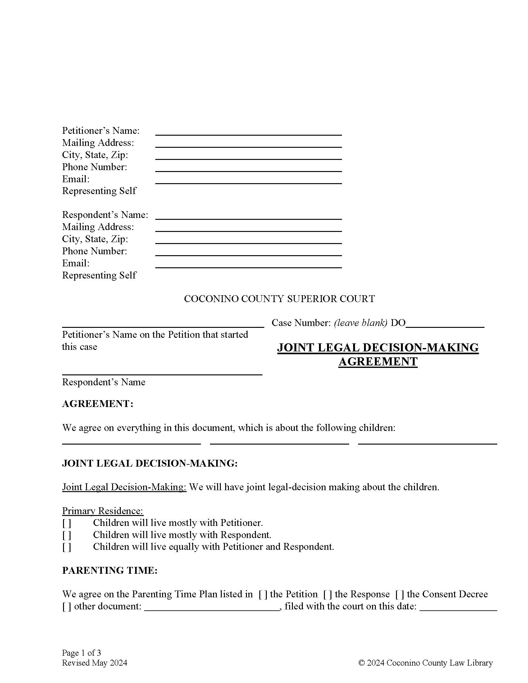 Joint Legal Decision Making Agreement | Pdf Fpdf Doc Docx | Arizona