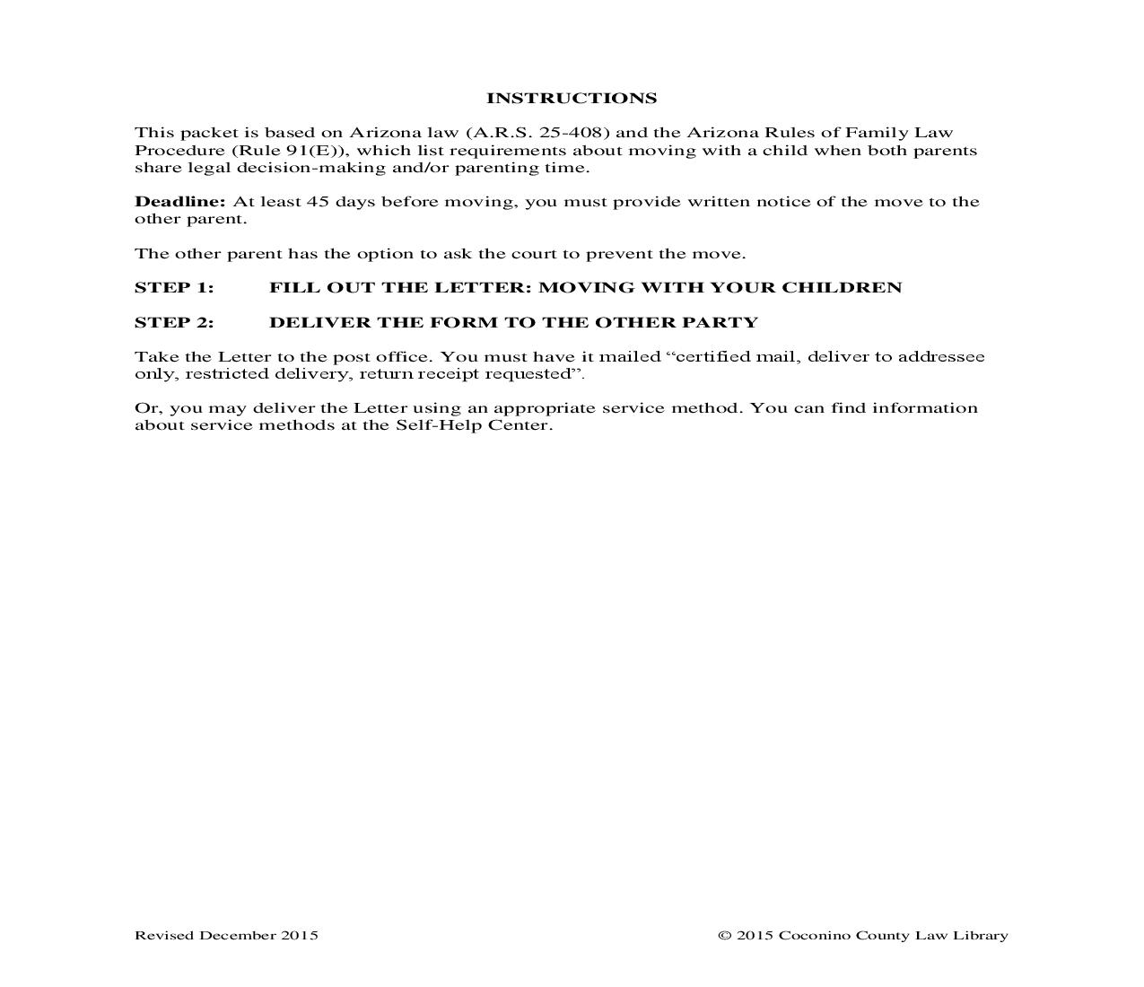 Letter - Moving With Your Children | Pdf Fpdf Doc Docx | Arizona