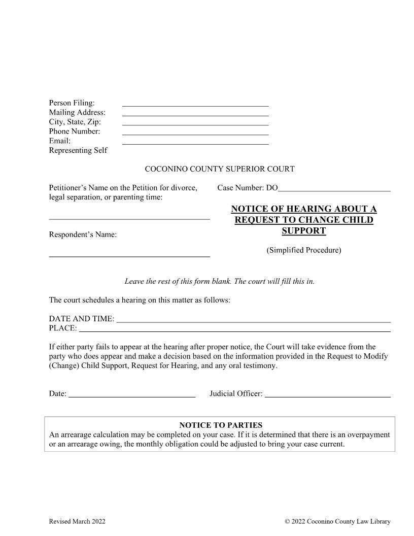 Notice Of Hearing About A Request | Pdf Fpdf Docx | Arizona