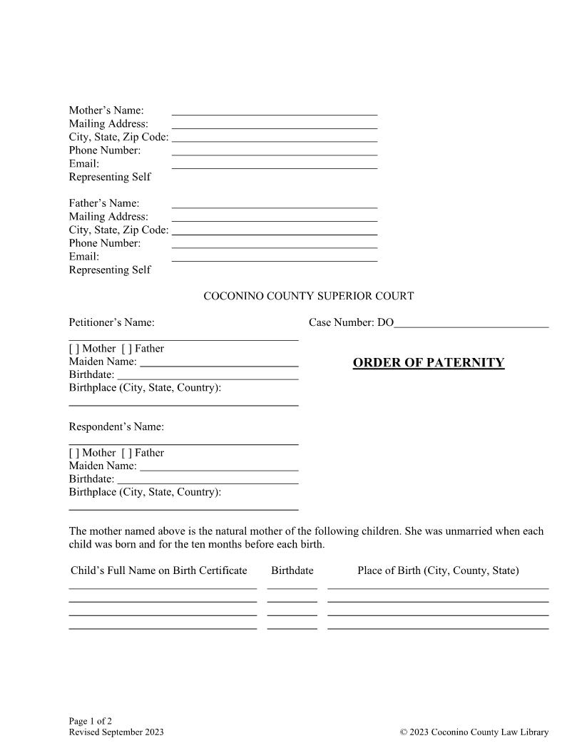 Order Of Paternity | Pdf Fpdf Doc Docx | Arizona