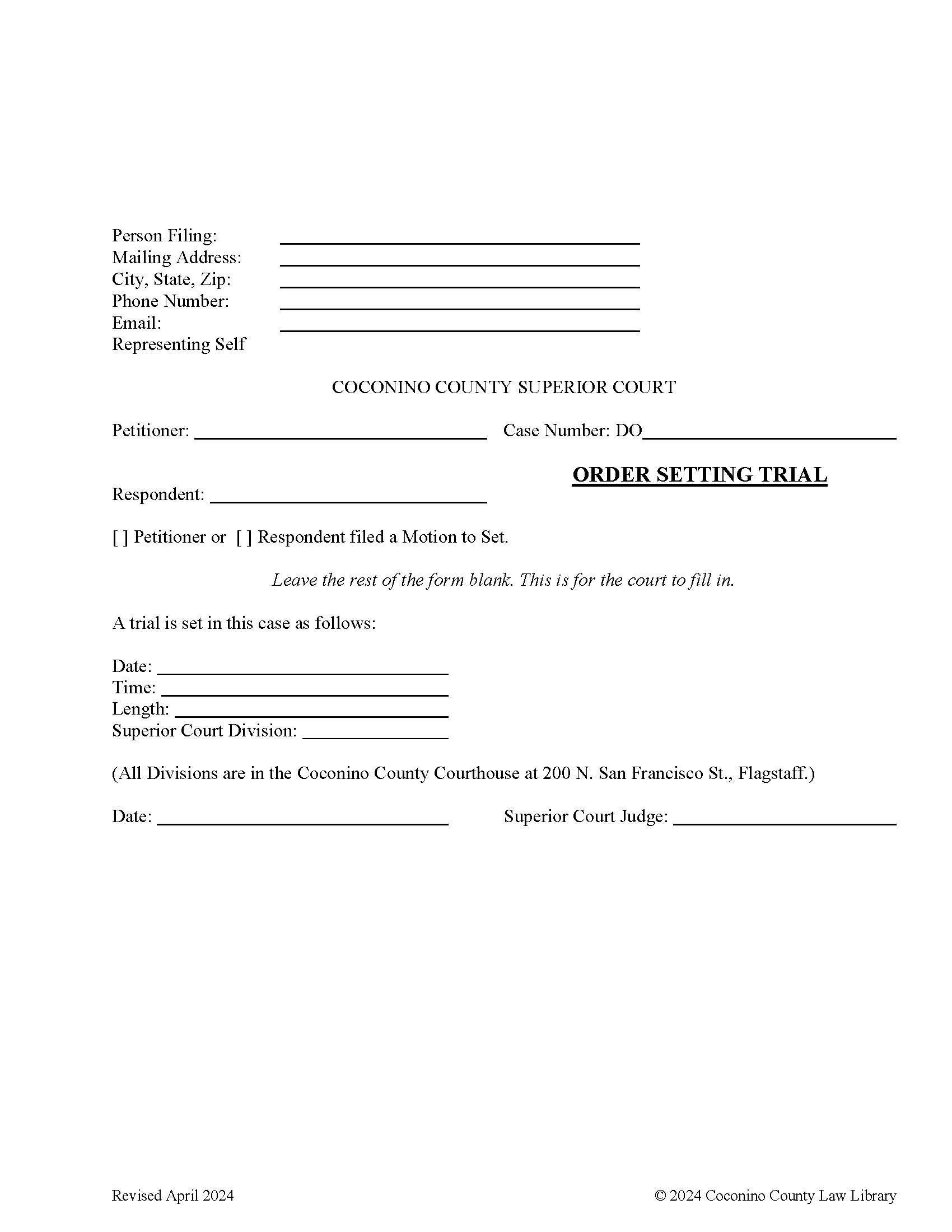 Order Setting Trial | Pdf Fpdf Doc Docx | Arizona