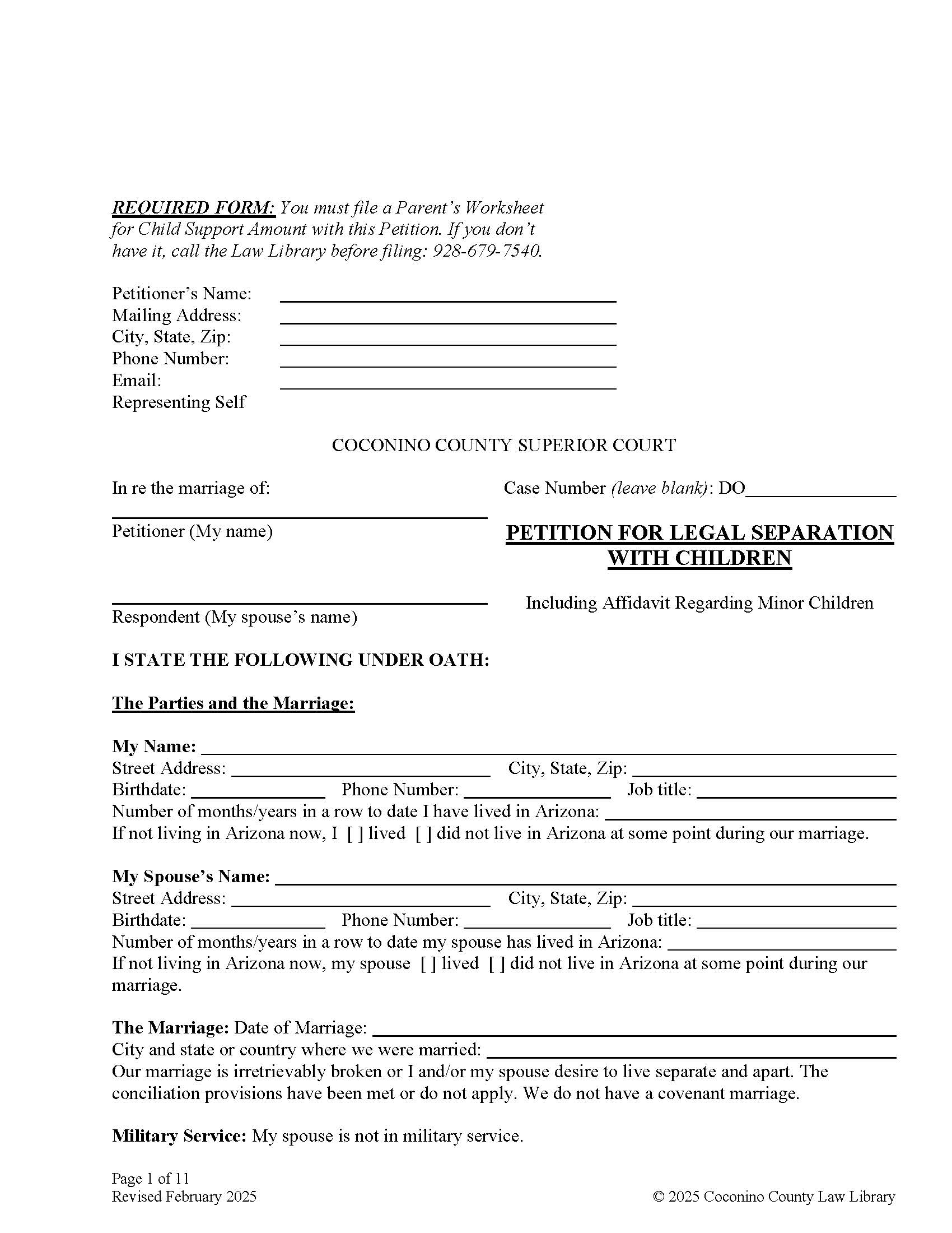 Petition For Legal Separation With Children | Pdf Fpdf Doc Docx | Arizona