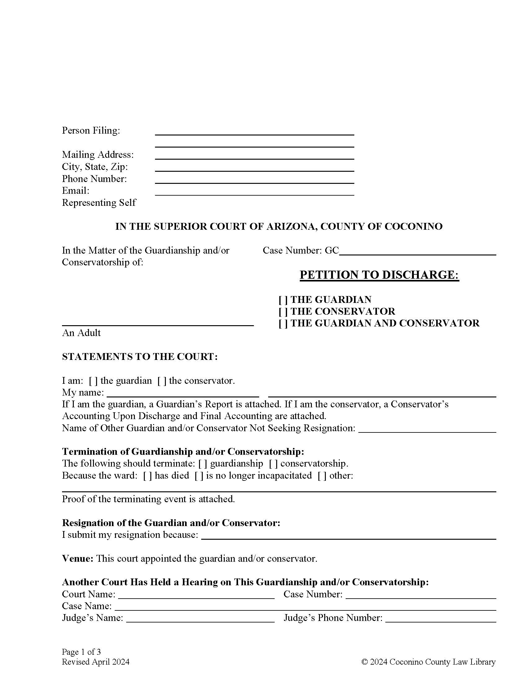 Petition To Discharge | Pdf Fpdf Doc Docx | Arizona