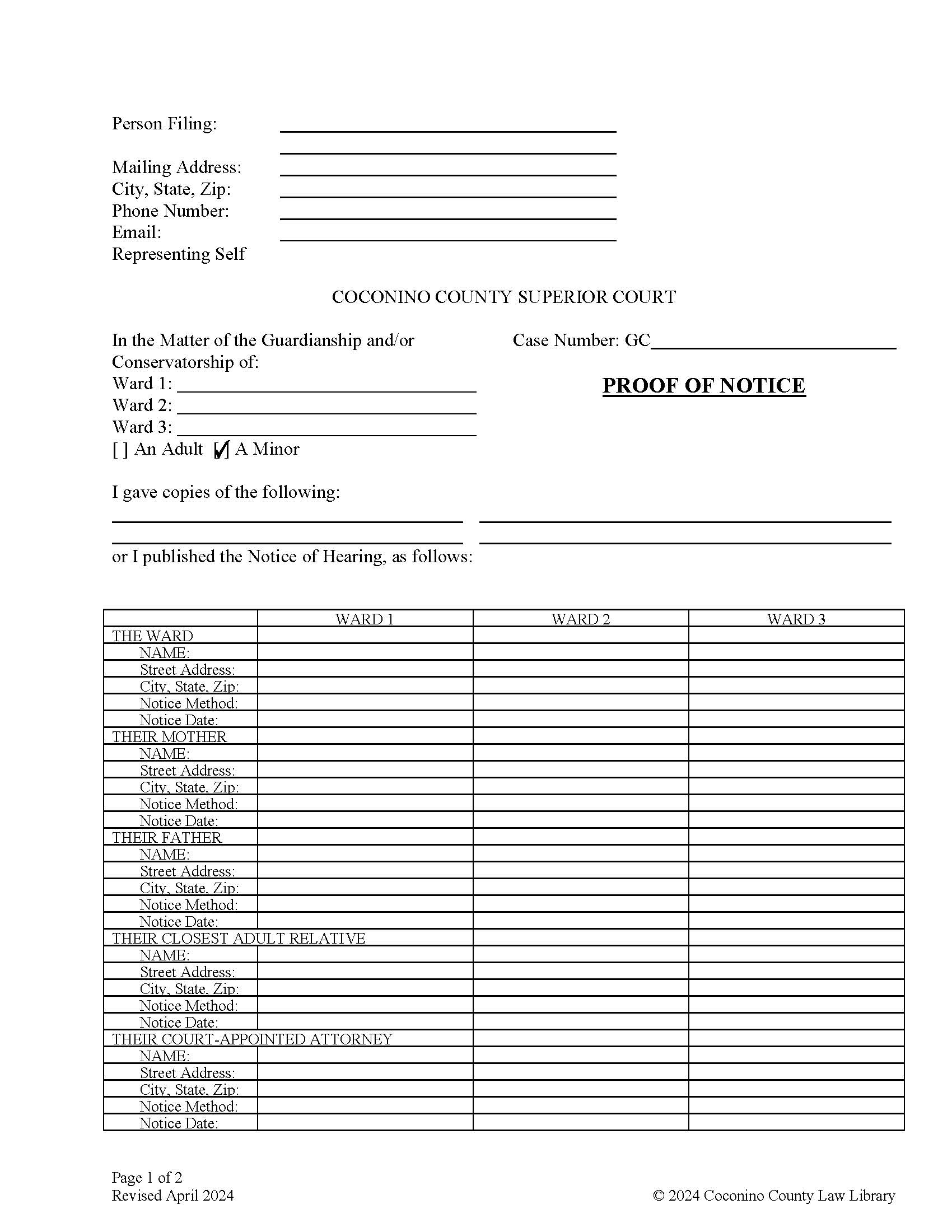 Proof Of Notice (Guardianship) | Pdf Fpdf Doc Docx | Arizona