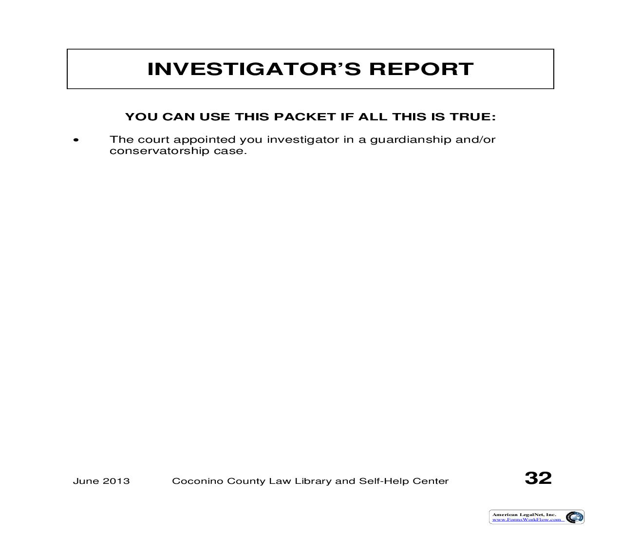 Report Of The Court Appointed Investigator (with instructions) | Pdf Fpdf Doc Docx | Arizona