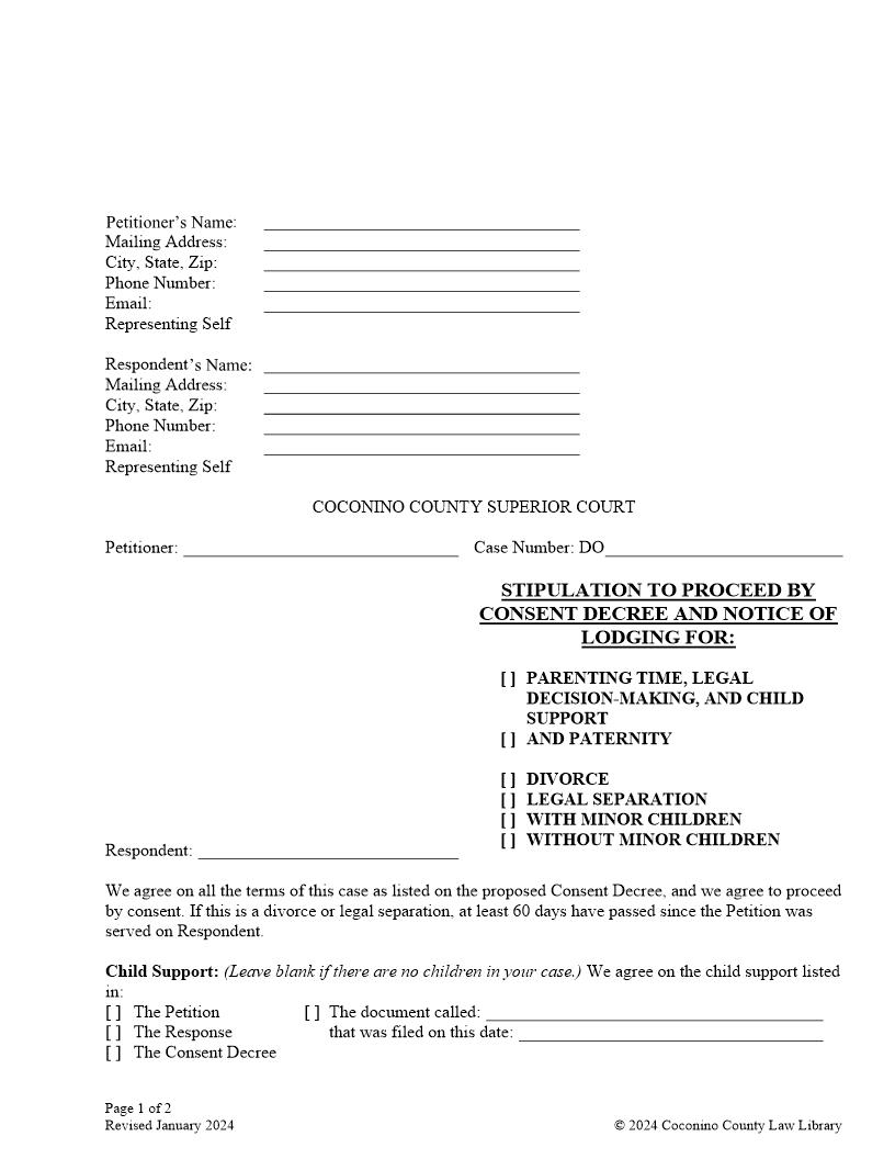 Stipulation To Proceed By Consent Decree Of | Pdf Fpdf Doc Docx | Arizona
