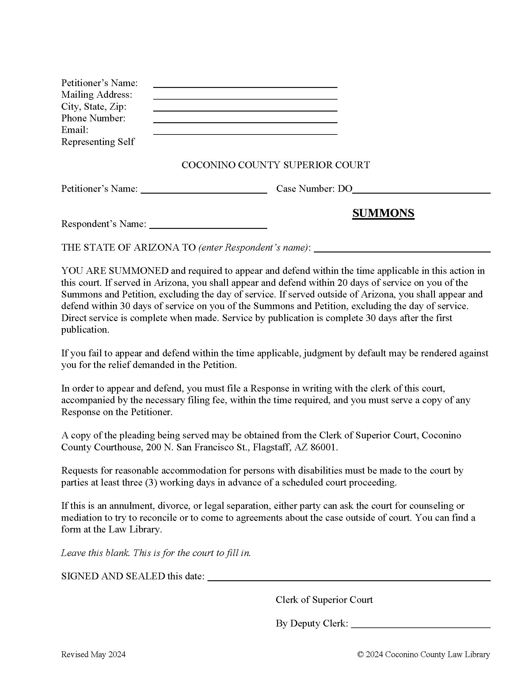 Summons | Pdf Fpdf Doc Docx | Arizona