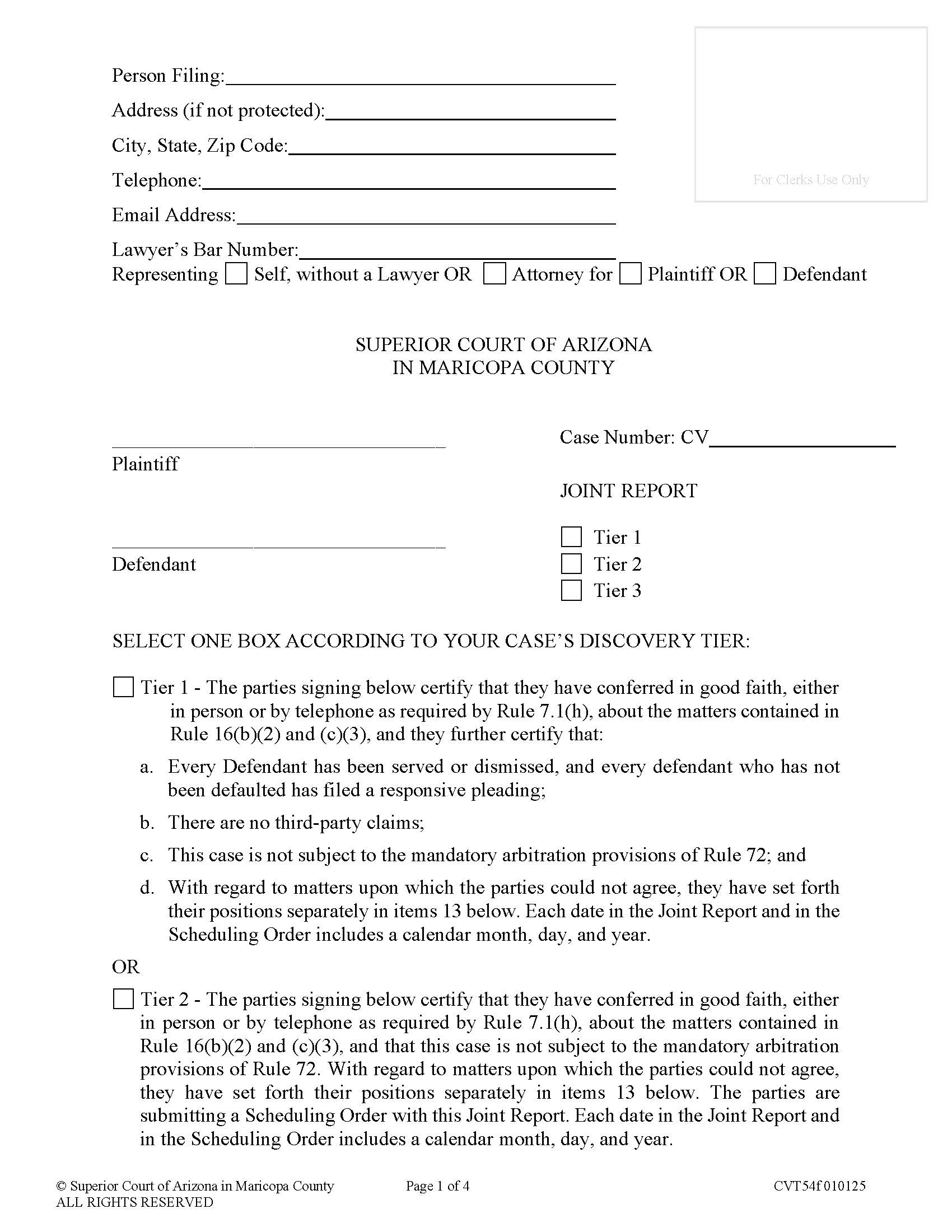 Joint Report {CVT54f} | Pdf Fpdf Docx | Arizona