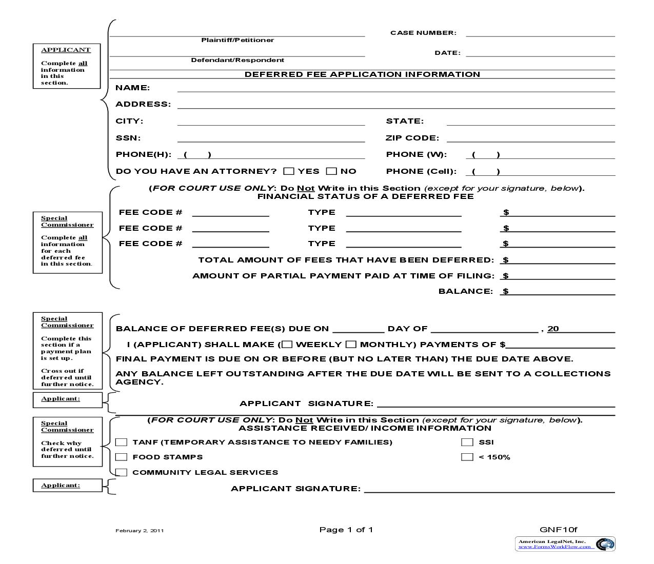 Deferred Fee Application Information | Pdf Fpdf Doc Docx | Arizona