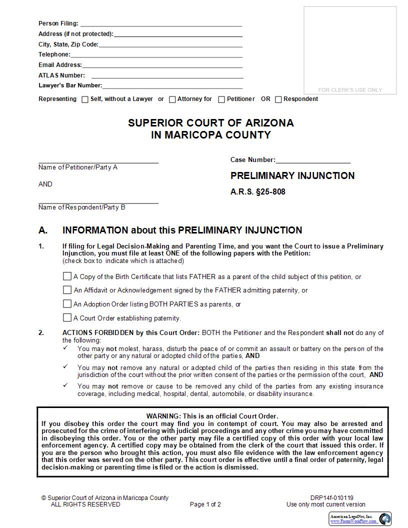 Preliminary Injunction {DRP14f} | Pdf Fpdf Docx | Arizona