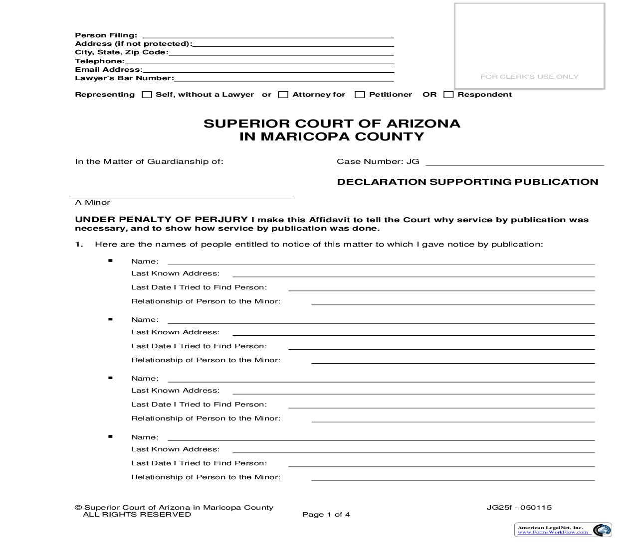 Declaration Supporting Publication {JG25f} | Pdf Fpdf Doc Docx | Arizona