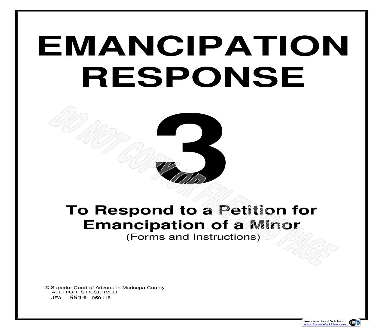 Response To Petition For Emancipation Of A Minor {JE31f} | Pdf Fpdf Doc Docx | Arizona