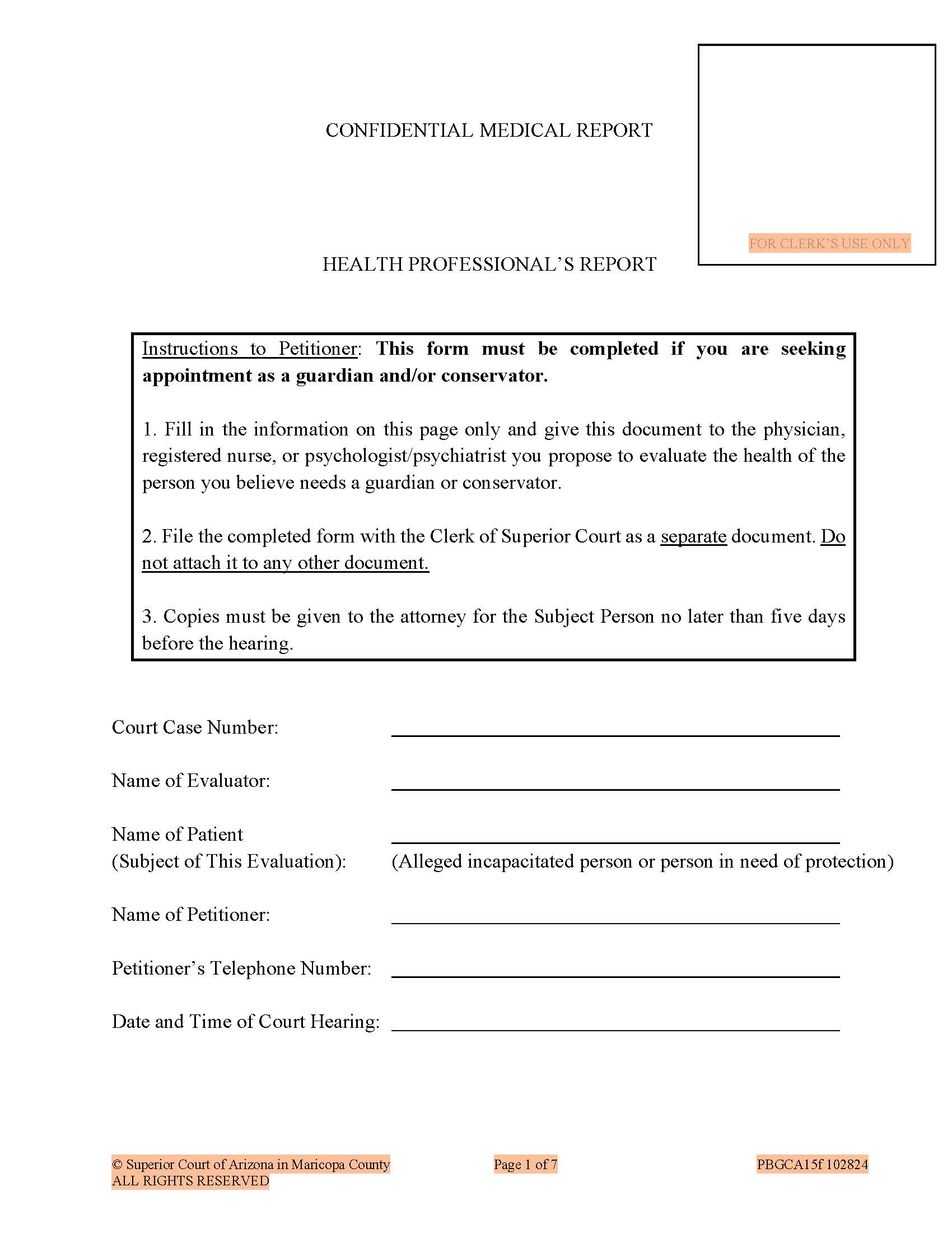 Guidelines For Health Professionals Report {PBGCA15f} | Pdf Fpdf Doc Docx | Arizona